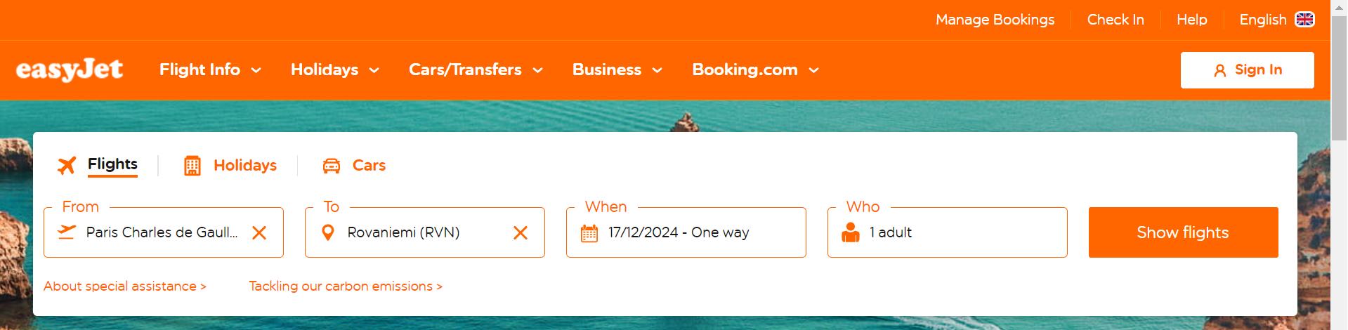 Un bandeau de reservation sur le site Vacations by Marriott Bonvoy 