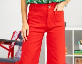 Big Dreams Red Wide Leg Jeans