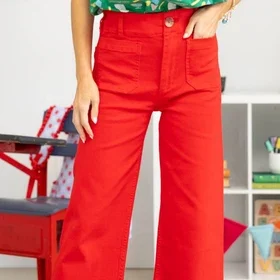 Big Dreams Red Wide Leg Jeans