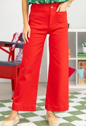 Big Dreams Red Wide Leg Jeans