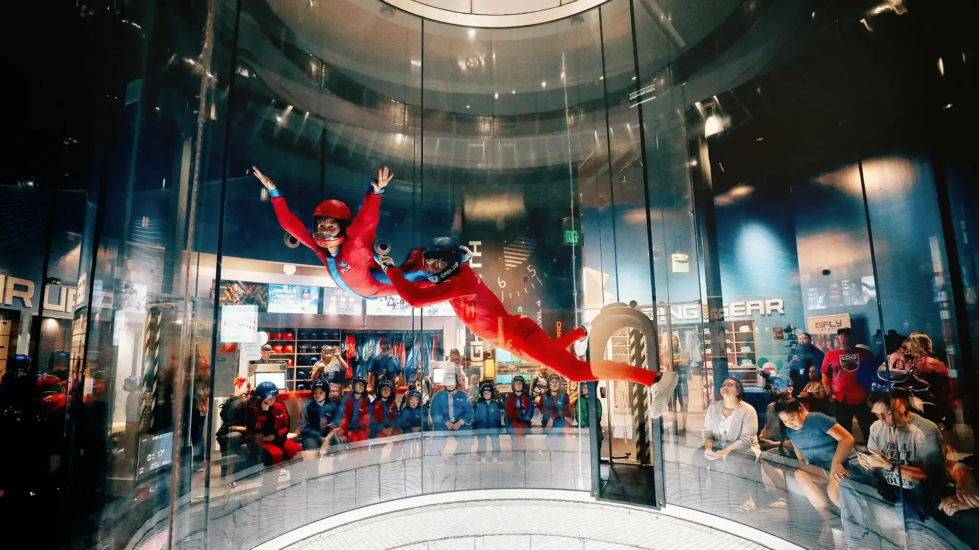 High flight being flown while tunnel surrounded by STEM class