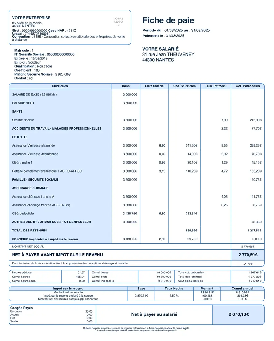 Fiche de paie