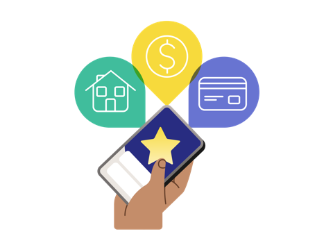 Mobile showing different financial product recommendation based on your Credit Report