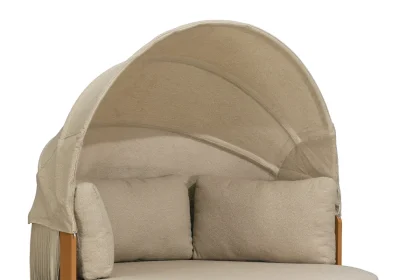 PURPLE LEAF Outdoor Round Daybed Chaise Lounge with Adjustable Canopy for Patio, Olefin fabric cover, thickened seat and back cushion, adjustable canopy, all we