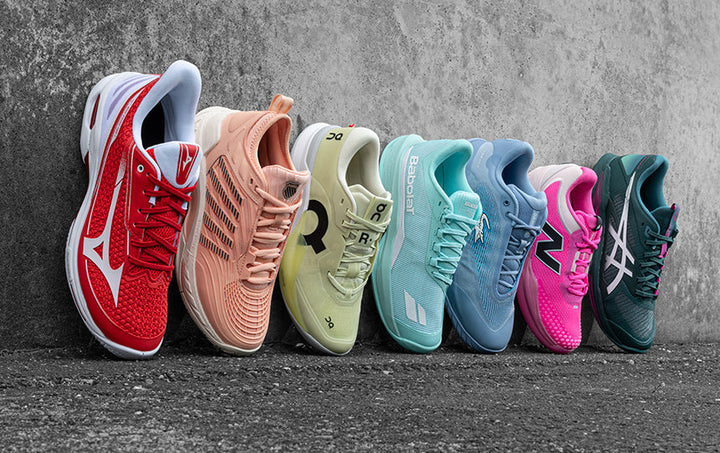 tennis shoes on court