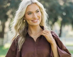 Let's Run Brown Bubble Sleeve Blouse