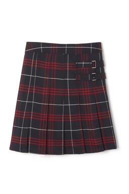 Plaid Pleated Two-Tab Skort