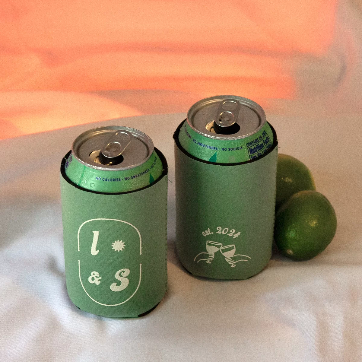Sunburst Initial & Toasting Glass Can Cooler