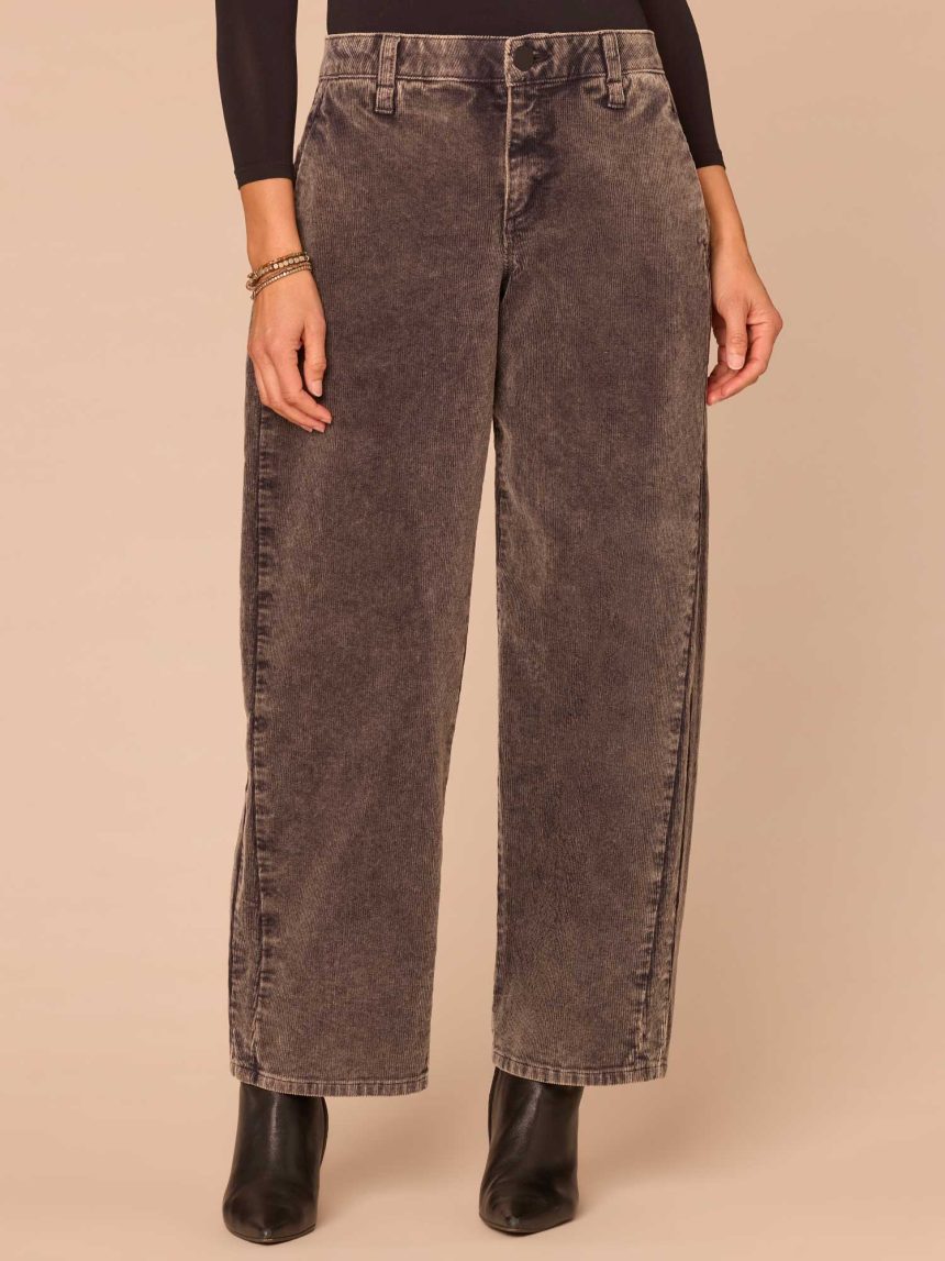 "Ab"solution® High Rise Side Pocket Barrel Leg Petite Corduroy Pants
