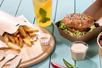Boîte burger kraft et barquettes à frites