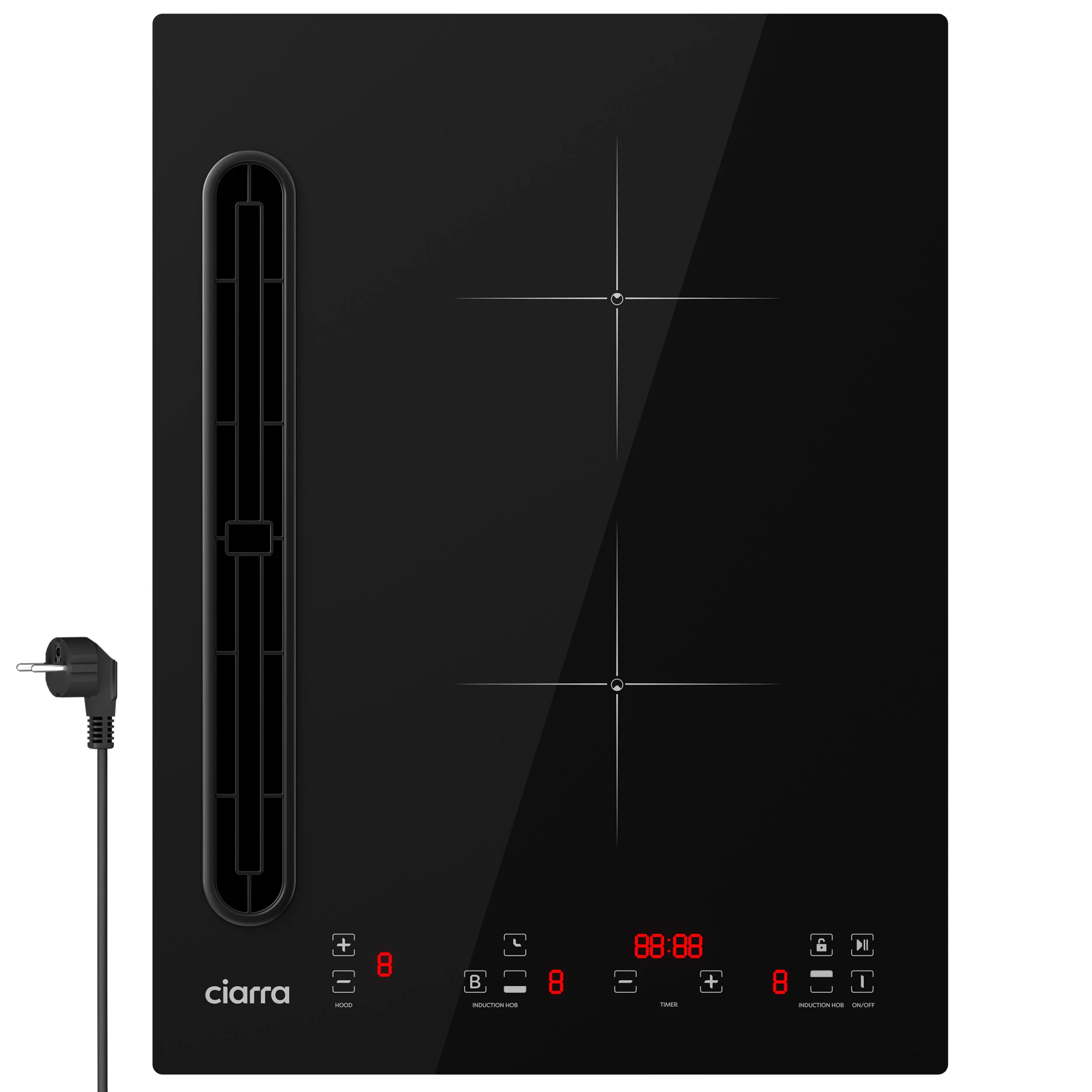 Ciarra ONE Plaque Induction avec Hotte Intégrée 39cm (CBBEH3952-2B)