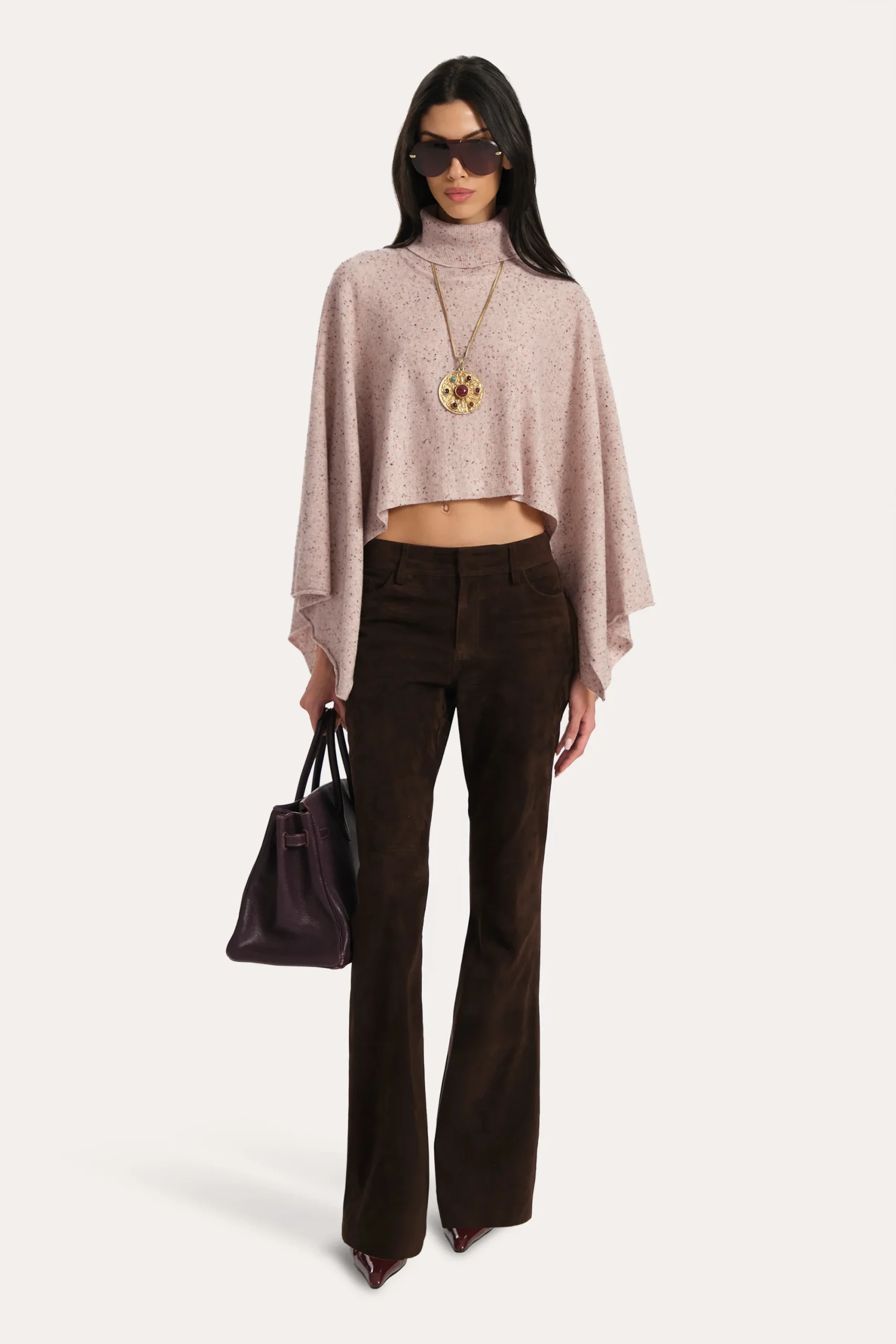 Kennedy Cashmere Poncho in Strawberry