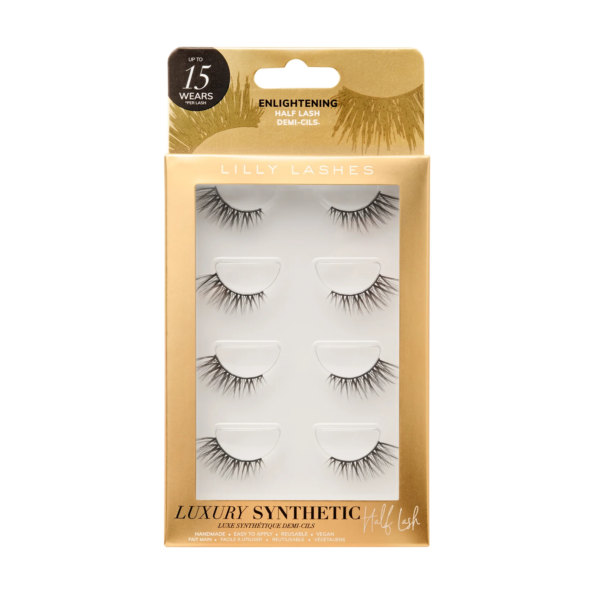 Luxury Synthetic Half Lashes 4-Pack: Enlightening