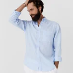 Men's Linen Shirt PERUGIA in Sky Blue