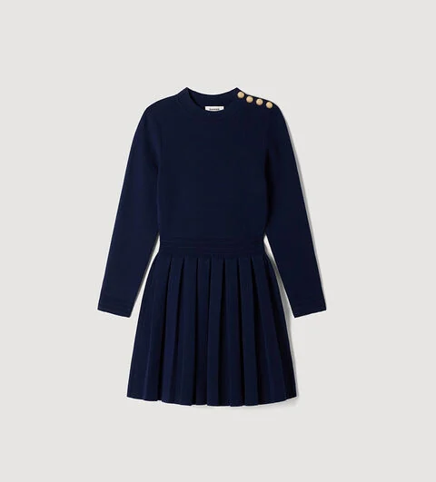 Short Knit Dress with Buttons