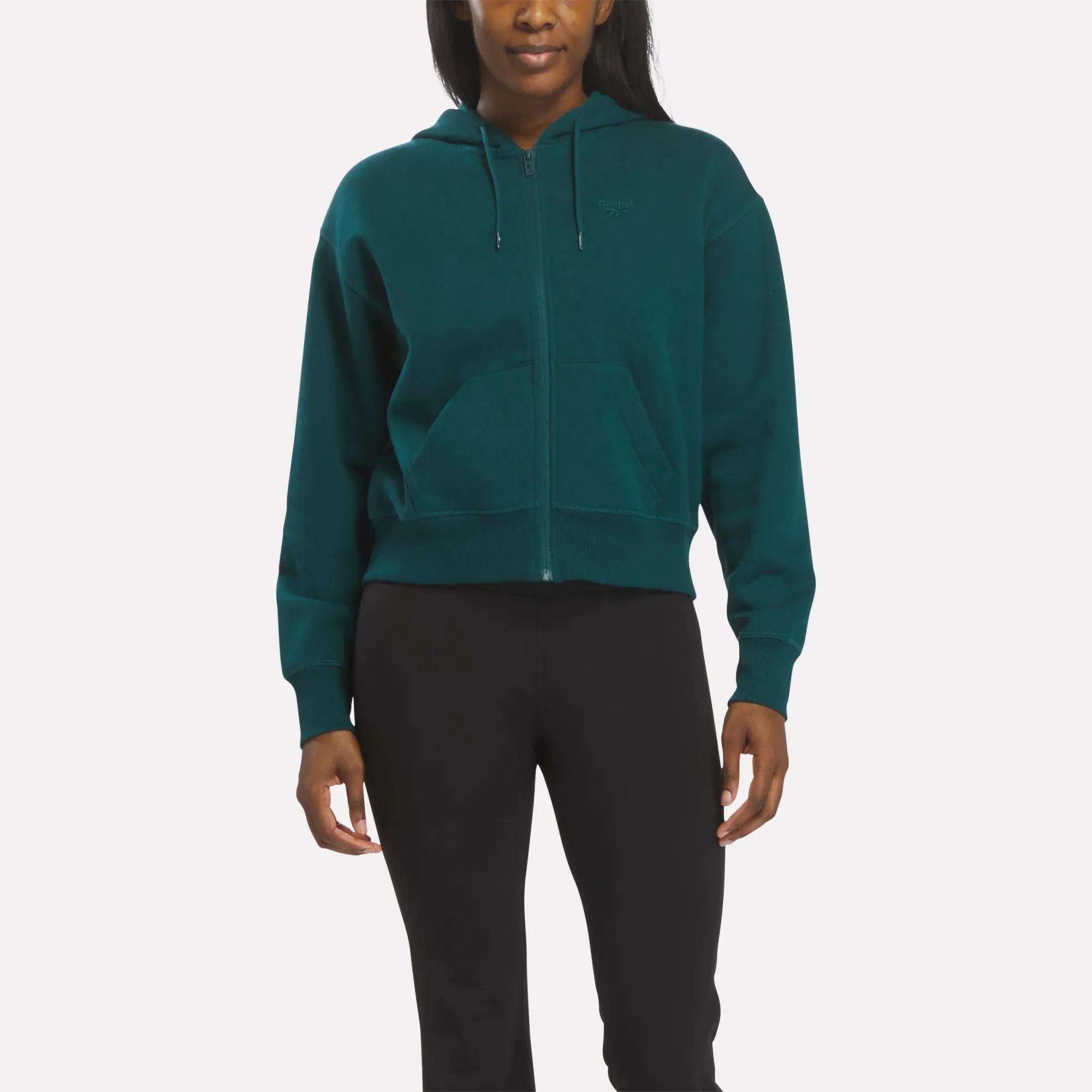 Women's Cropped Full-Zip Hoodie (Metal Green)